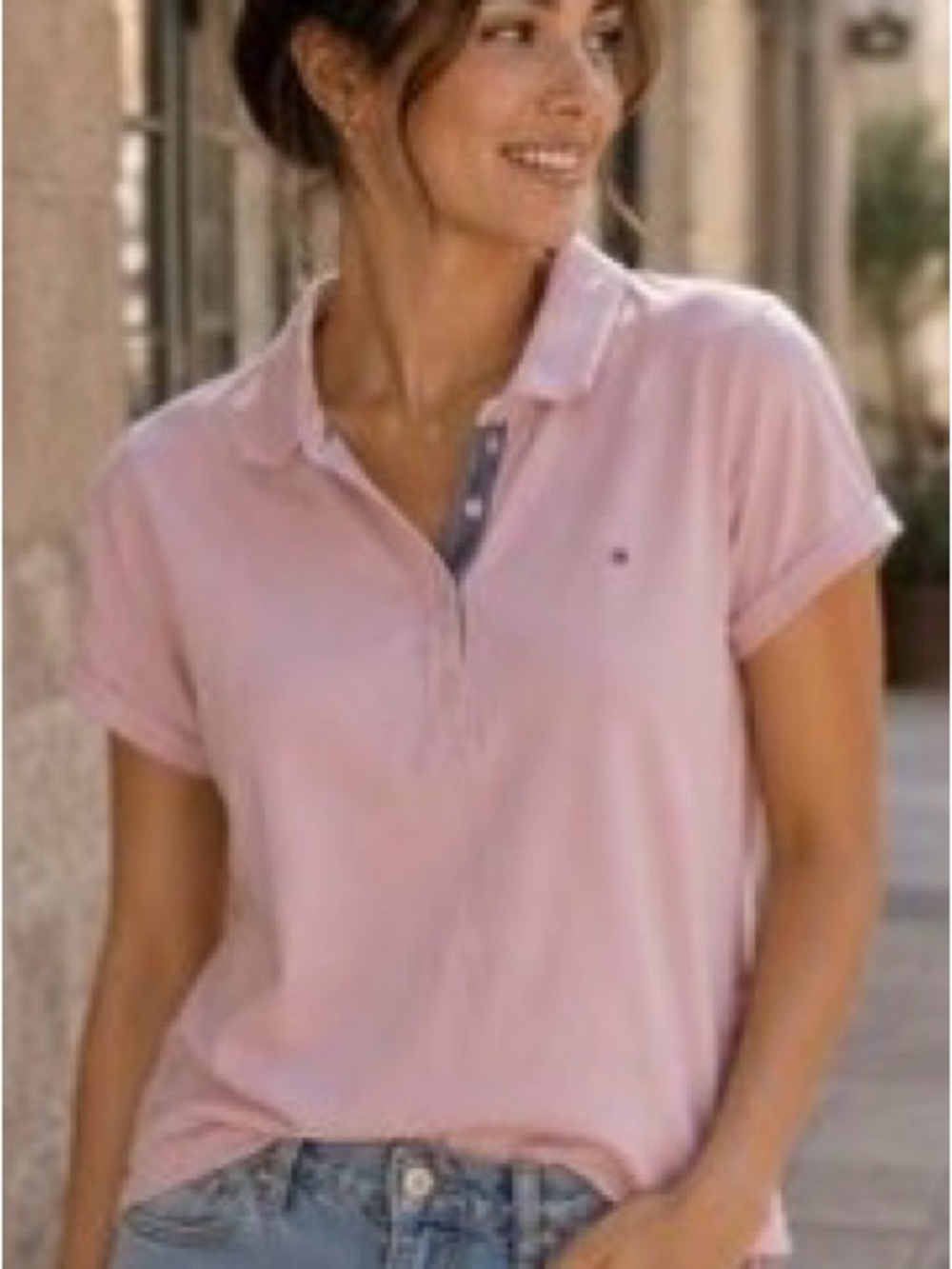 Tommy Hilfiger Women's Pink V Neck Polo Shirt
Small